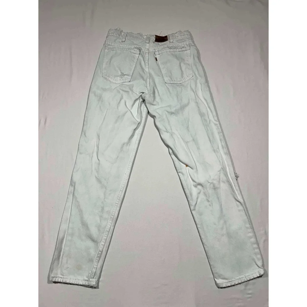 Levis 540 Vintage Orange Tab Relaxed Fit White Jeans Distressed 29x31